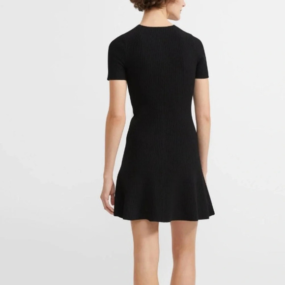 Theory Knit Ribbed Flare Mini Dress in Black Womens Size P - Picture 2 of 8